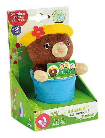 Taupe Silence ca pousse pot du jardinier avec peluche Taupe et graines de Liseron - Haut 13cm