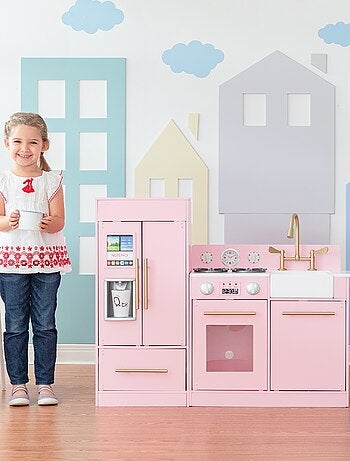 Teamson Kids - Cuisine enfant dînette machine à glace frigo Rose (2 pièces) TD-12302P