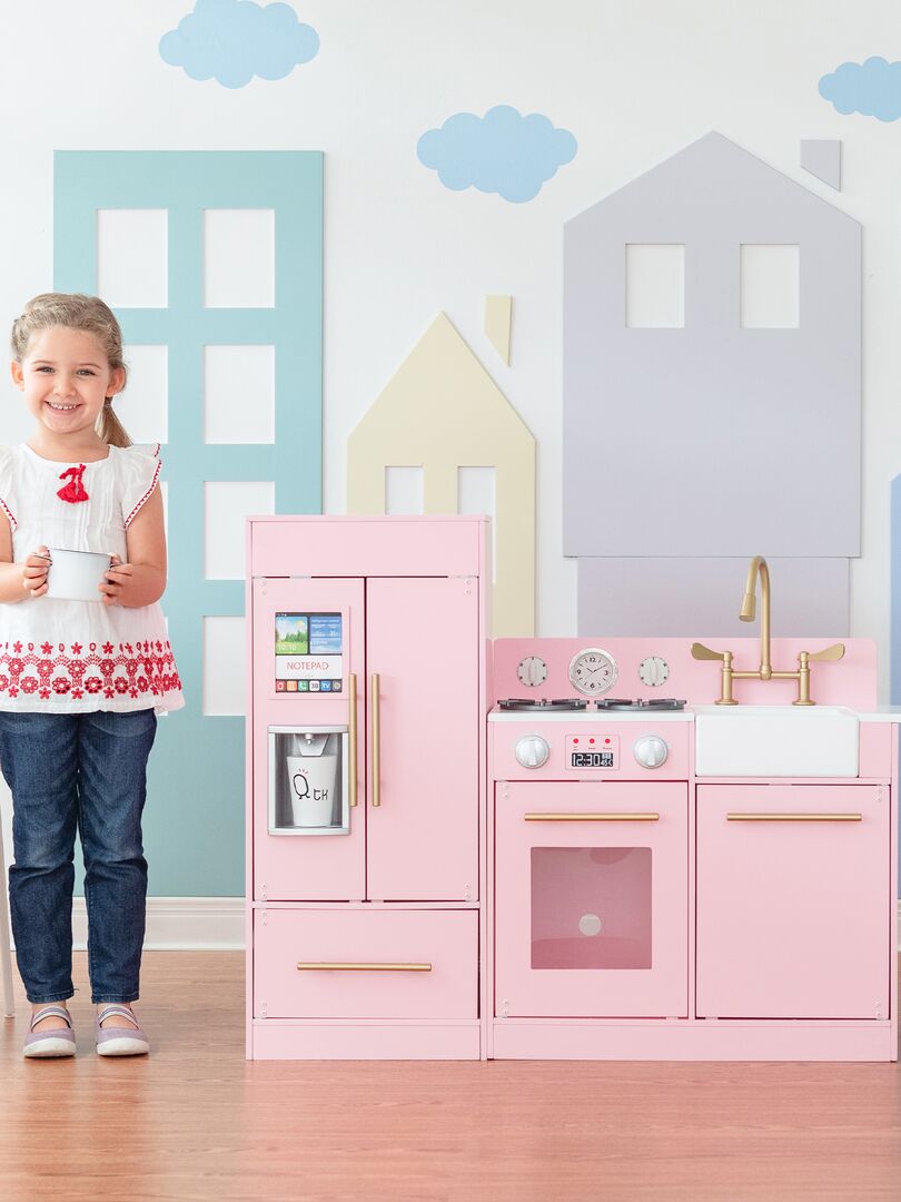 Teamson Kids - Cuisine enfant dînette machine à glace frigo Rose