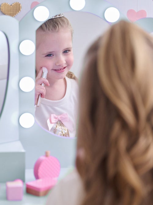 Teamson Kids, Coiffeuse cœur avec miroir LED & tiroirs, Bleu - Kiabi