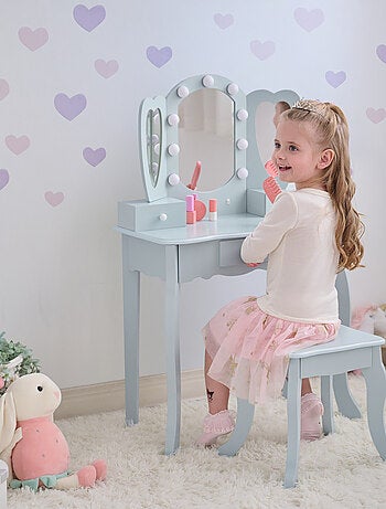 Teamson Kids, Coiffeuse cœur avec miroir LED & tiroirs