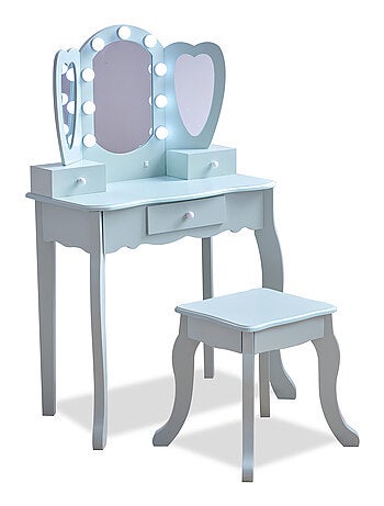 Teamson Kids, Coiffeuse cœur avec miroir LED & tiroirs