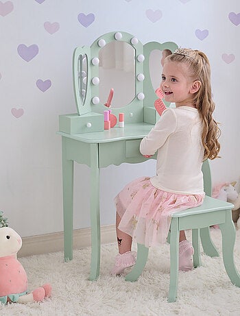 Teamson Kids, Coiffeuse cœur avec miroir LED & tiroirs