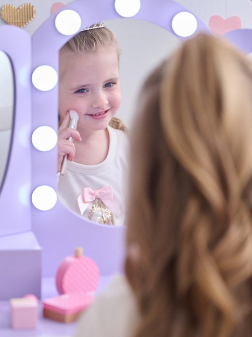 Teamson Kids, Coiffeuse cœur avec miroir LED & tiroirs, Violet - Kiabi