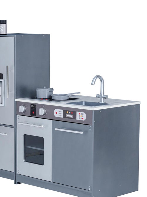 Teamson Kids Cuisine De Jeu En Bois Pour Enfants Milano Et 10 Accessoires Gris TD-13397B - Kiabi
