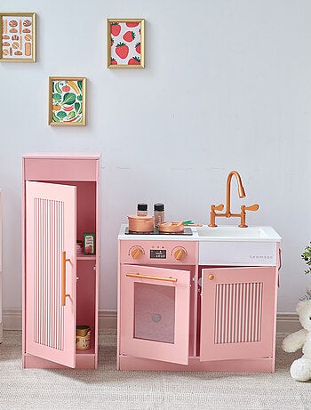 Teamson Kids, Cuisine enfant avec accessoires crochets étagères réfrigérateur