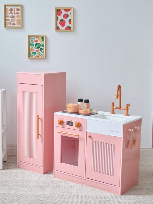 Teamson Kids, Cuisine enfant avec accessoires crochets étagères réfrigérateur - Kiabi