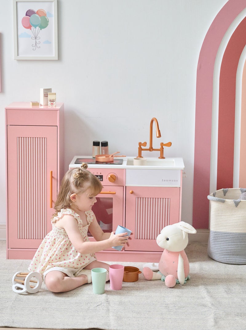 Teamson Kids, Cuisine enfant avec accessoires crochets étagères réfrigérateur Rose - Kiabi