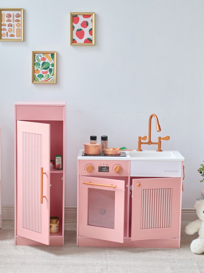 Teamson Kids, Cuisine enfant avec accessoires crochets étagères réfrigérateur Rose - Kiabi