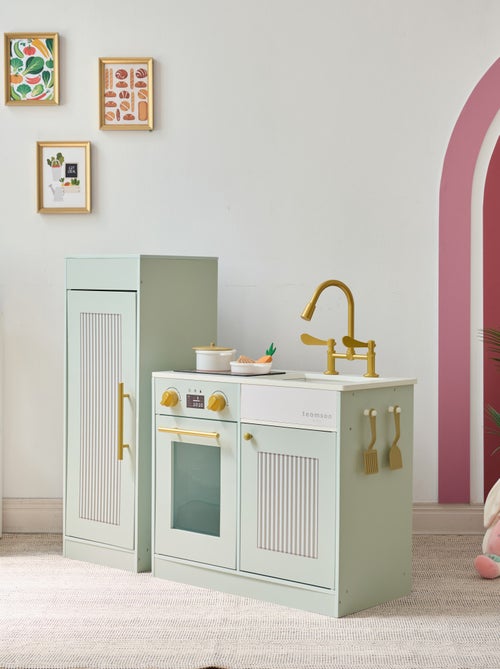 Teamson Kids, Cuisine enfant avec accessoires crochets étagères réfrigérateur - Kiabi