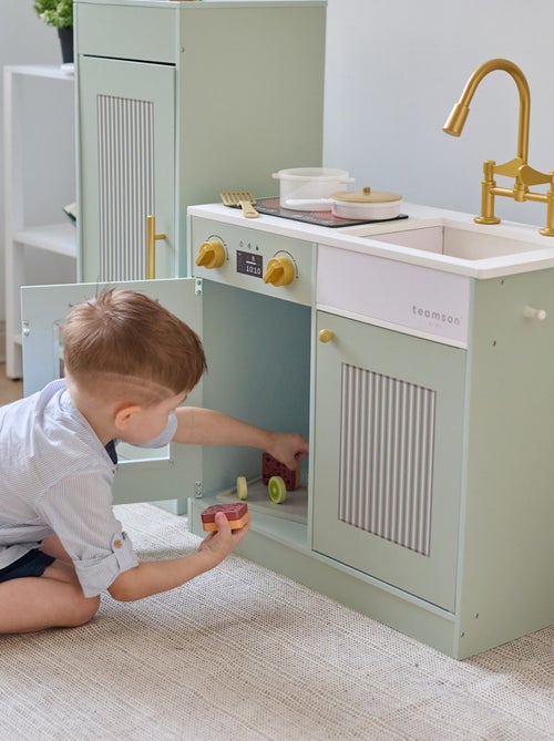 Teamson Kids, Cuisine enfant avec accessoires crochets étagères réfrigérateur - Kiabi