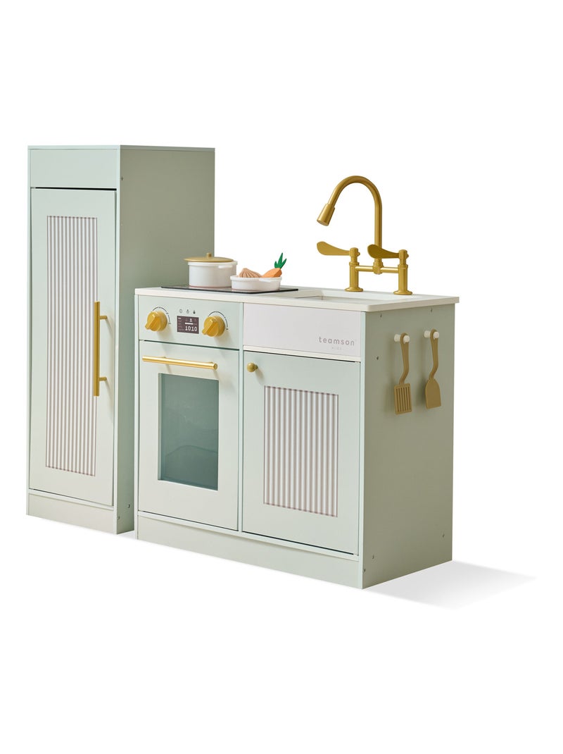 Teamson Kids, Cuisine enfant avec accessoires crochets étagères réfrigérateur Vert - Kiabi