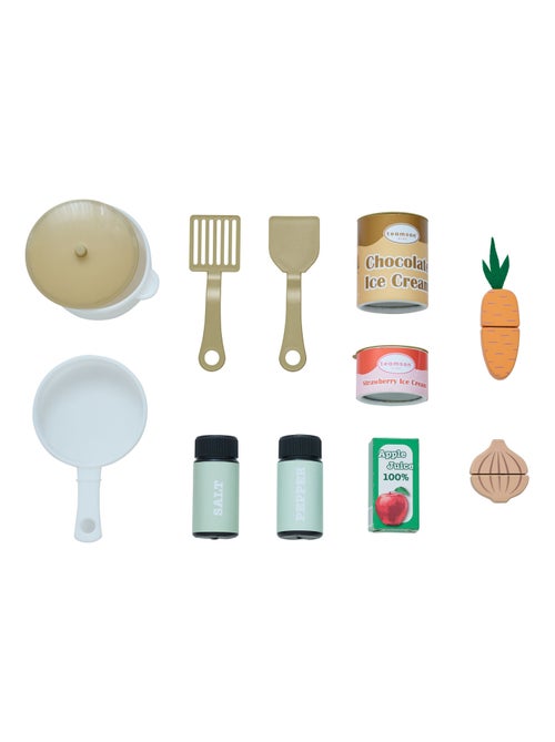 Teamson Kids, Cuisine enfant avec accessoires crochets étagères réfrigérateur - Kiabi