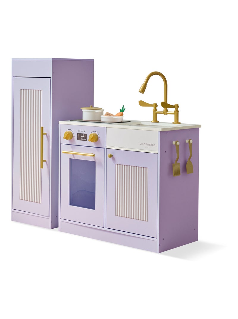 Teamson Kids, Cuisine enfant avec accessoires crochets étagères réfrigérateur Violet - Kiabi