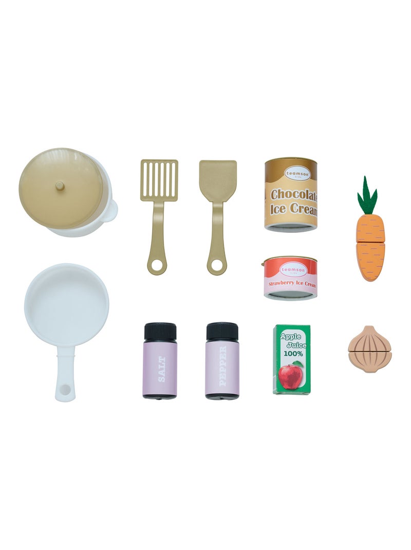 Teamson Kids, Cuisine enfant avec accessoires crochets étagères réfrigérateur Violet - Kiabi