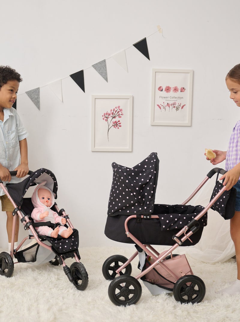 Teamson Kids, Poussette jogging avec accessoires harnais et panier Noir - Kiabi