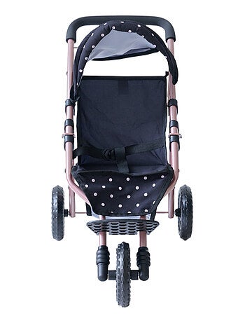 Teamson Kids, Poussette jogging avec accessoires harnais et panier, Noir