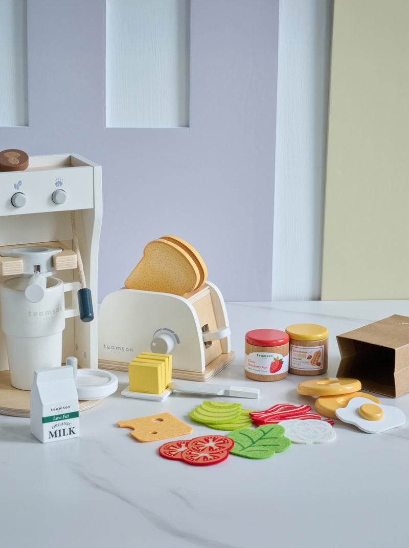 Teamson Kids, Set petit-déjeuner avec grille-pain cafetière & accessoires Blanc - Kiabi