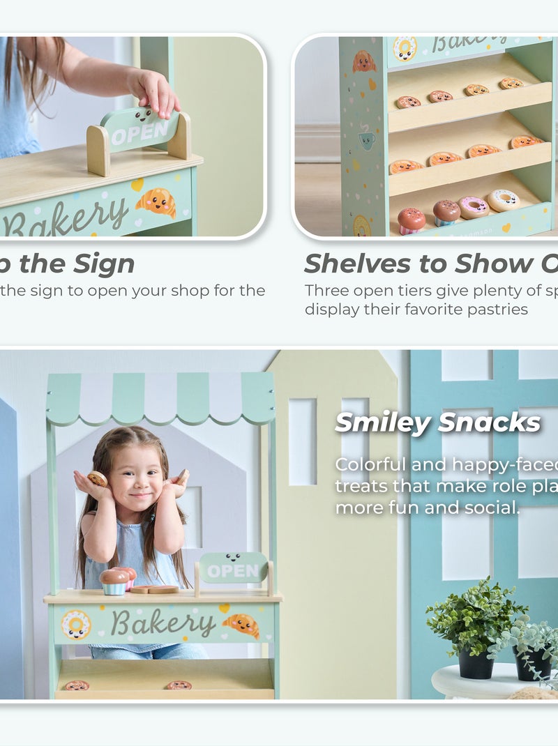 Teamson Kids, Stand de Boulangerie en Bois avec 12 Pâtisseries Vert - Kiabi