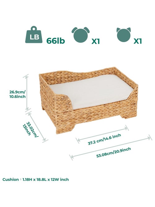 Teamson Pets Lit pour animaux de compagnie pour chats et chiens en osier beige - Kiabi