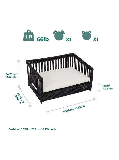 Teamson Pets Lit pour animaux de compagnie pour chats et chiens Rotin Marron - Kiabi