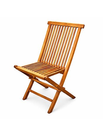 TECK Lot de 4 chaises pliantes jardin teck massif huilé