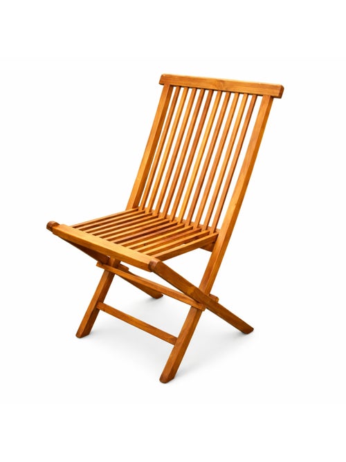 TECK Lot de 4 chaises pliantes jardin teck massif huilé - Kiabi