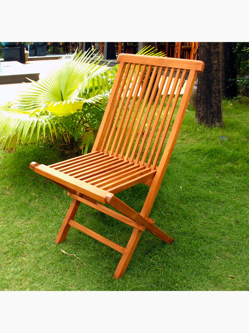 TECK Lot de 4 chaises pliantes jardin teck massif huilé Marron - Kiabi
