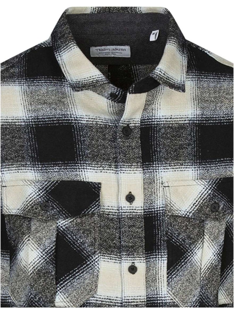 TEDDY SMITH - Chemise coton carreaux regular intermédiaire Noir - Kiabi