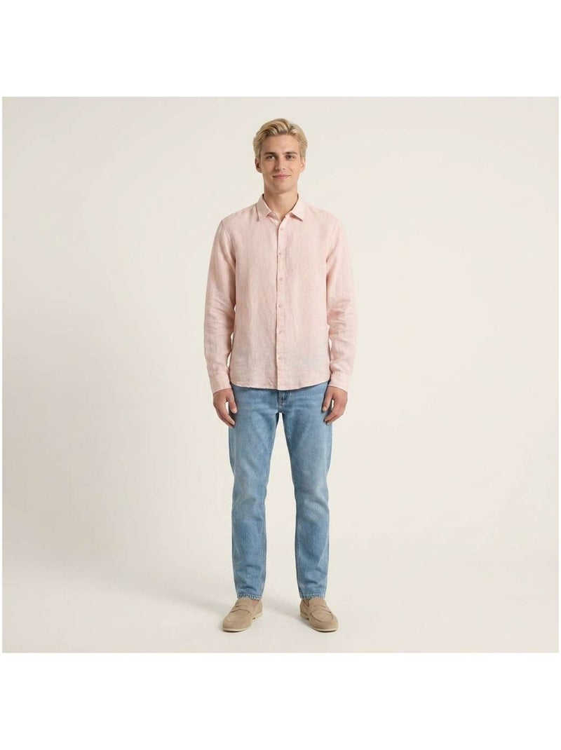 TEDDY SMITH - Chemise lin droite Rose - Kiabi