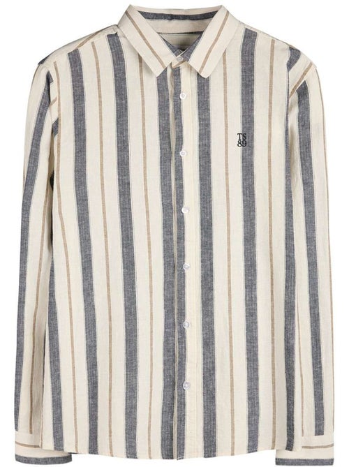 TEDDY SMITH - Chemise lin et coton à rayures droite - Kiabi