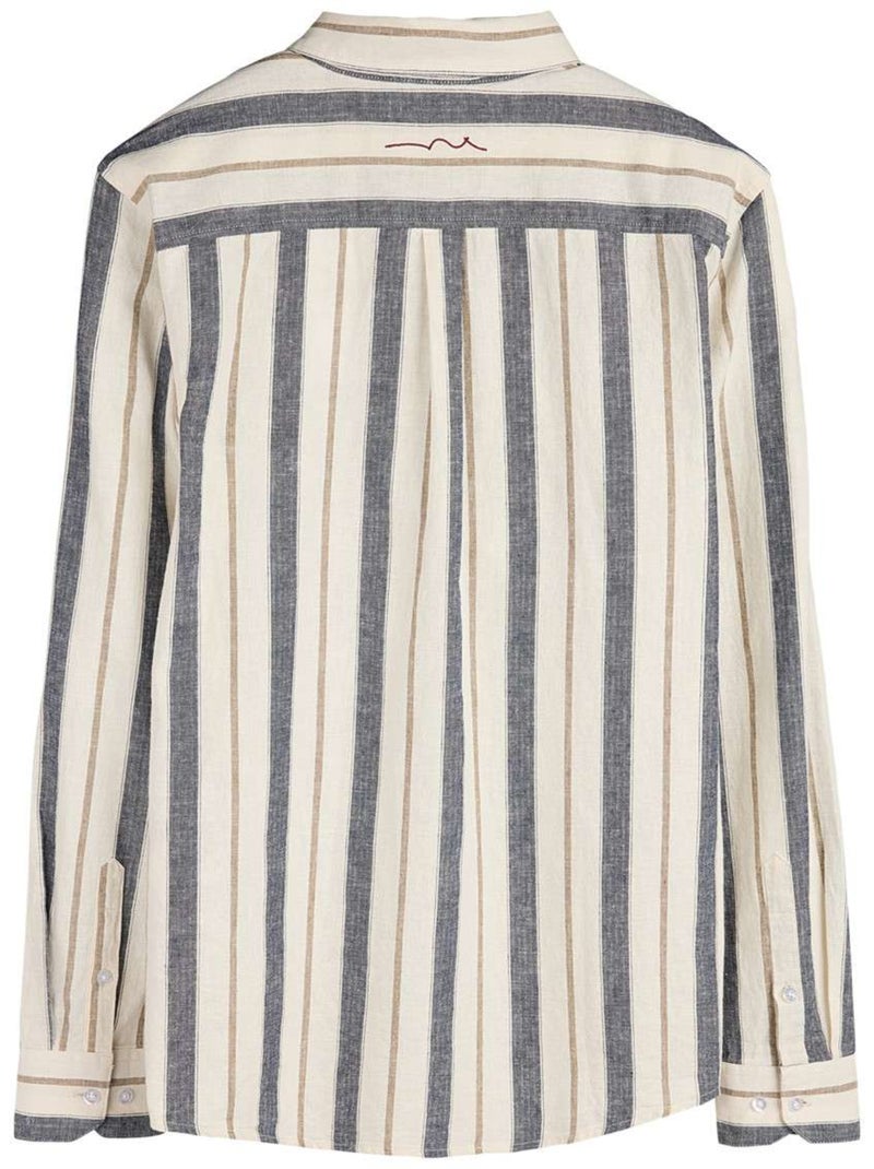 TEDDY SMITH - Chemise lin et coton à rayures droite Blanc - Kiabi