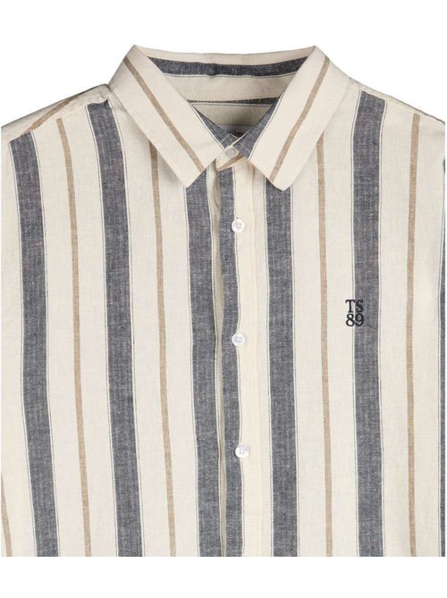 TEDDY SMITH - Chemise lin et coton à rayures droite - Kiabi