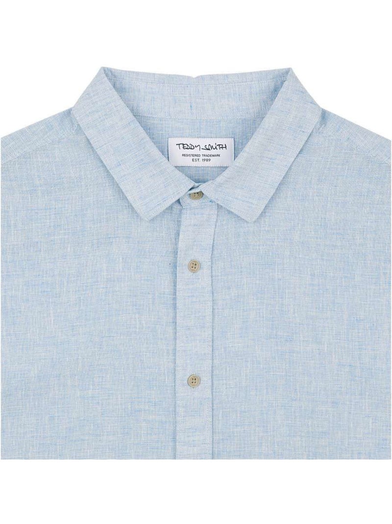 TEDDY SMITH - Chemise lin regular Bleu - Kiabi