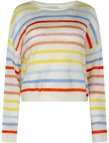 TEDDY SMITH - Pull à rayures col rond droit