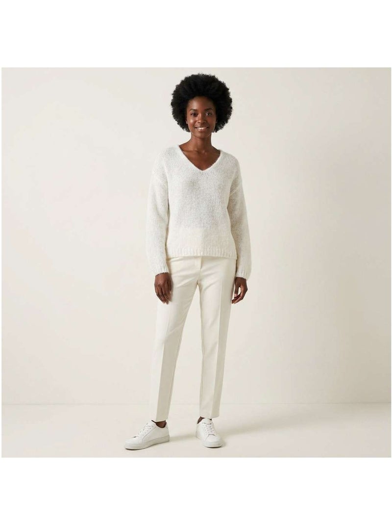 TEDDY SMITH - Pull col v laine mohair Blanc - Kiabi