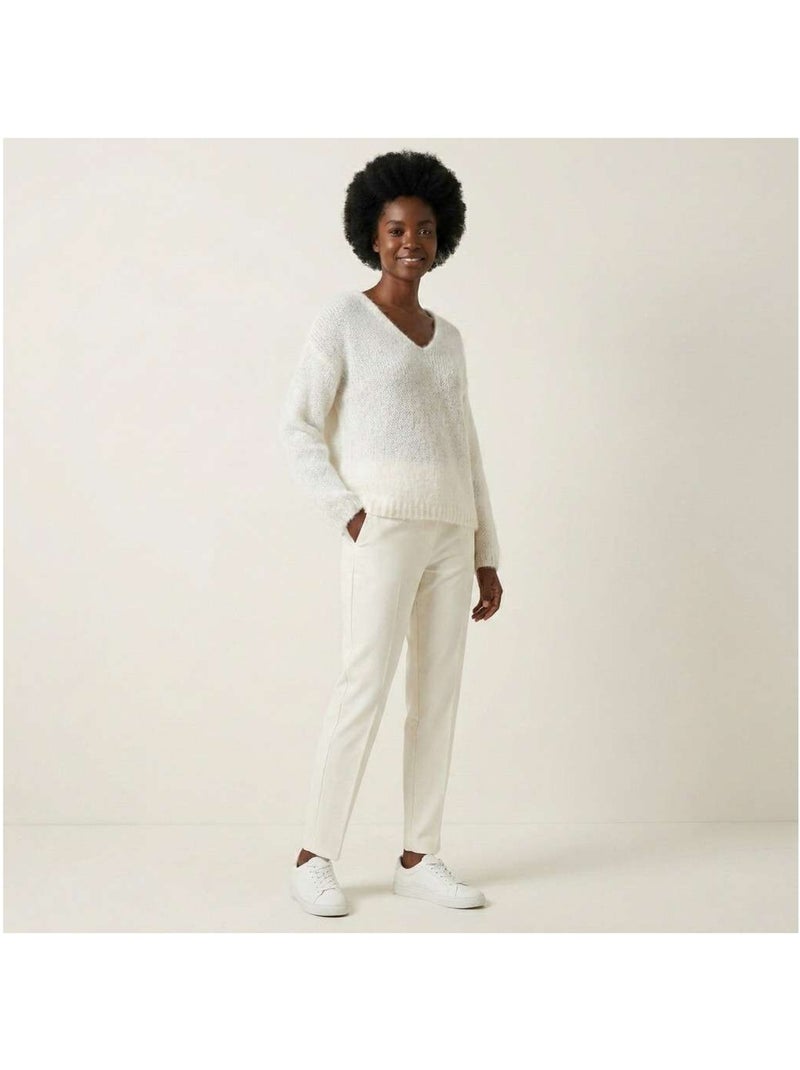 TEDDY SMITH - Pull col v laine mohair Blanc - Kiabi