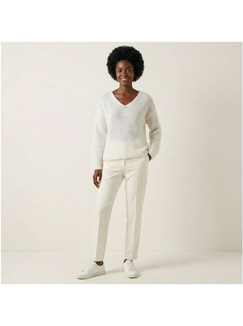 TEDDY SMITH - Pull col v laine mohair Blanc - Kiabi