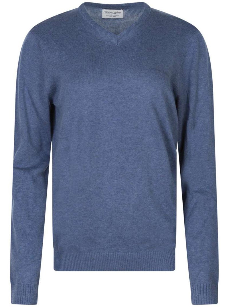 TEDDY SMITH - Pull coton col v ajustée Bleu - Kiabi