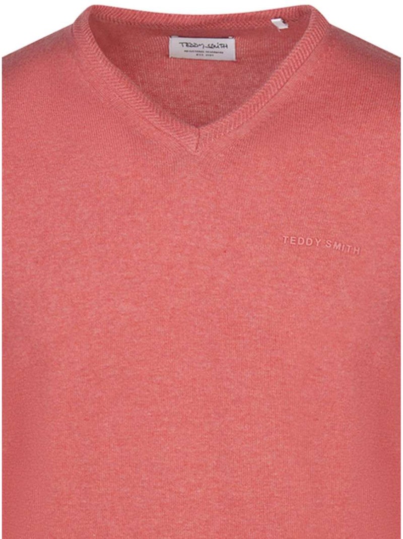 TEDDY SMITH - Pull coton col v droit Rouge - Kiabi