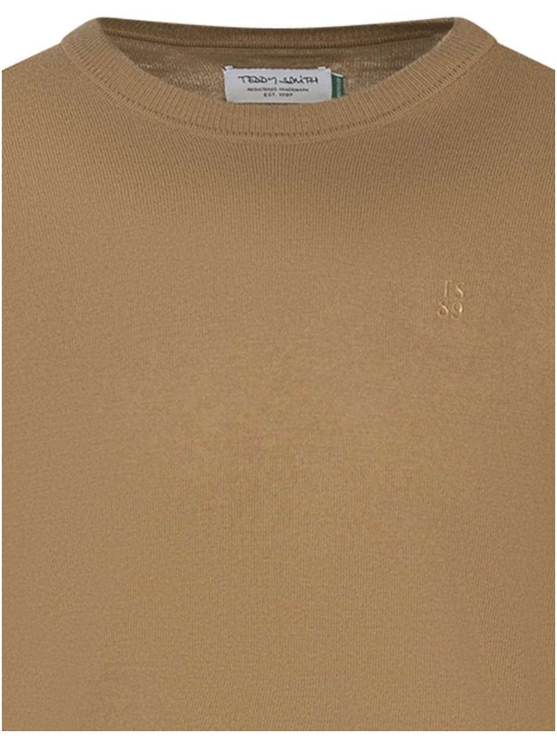 TEDDY SMITH - Pull coton mélangé col rond regular fit Gris Marron Blanc - Kiabi