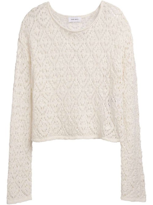 TEDDY SMITH - Pull coton mélangé maille ajourée col rond droit - Kiabi