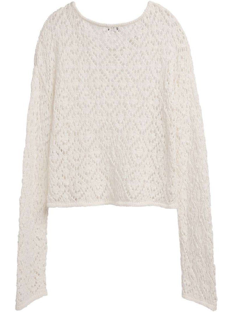 TEDDY SMITH - Pull coton mélangé maille ajourée col rond droit Blanc - Kiabi