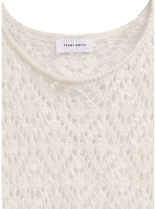 TEDDY SMITH - Pull coton mélangé maille ajourée col rond droit - Kiabi