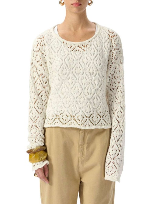 TEDDY SMITH - Pull coton mélangé maille ajourée col rond droit - Kiabi