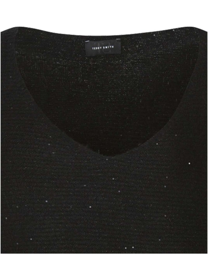 TEDDY SMITH - Pull pailleté col v droite Noir - Kiabi