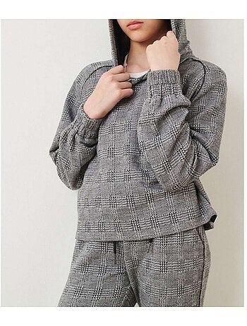 TEDDY SMITH - Sweat carreaux col capuche CHECK