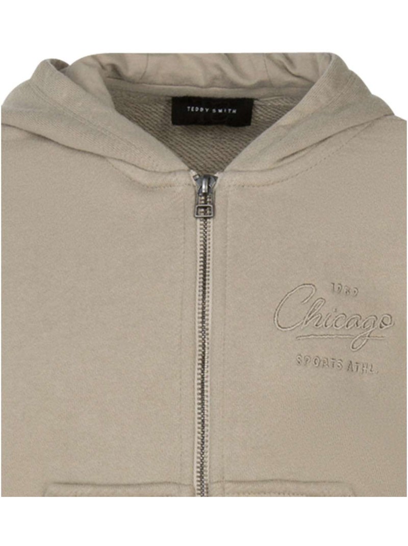 TEDDY SMITH - Sweat coton mélangé col à capuche droit Beige - Kiabi