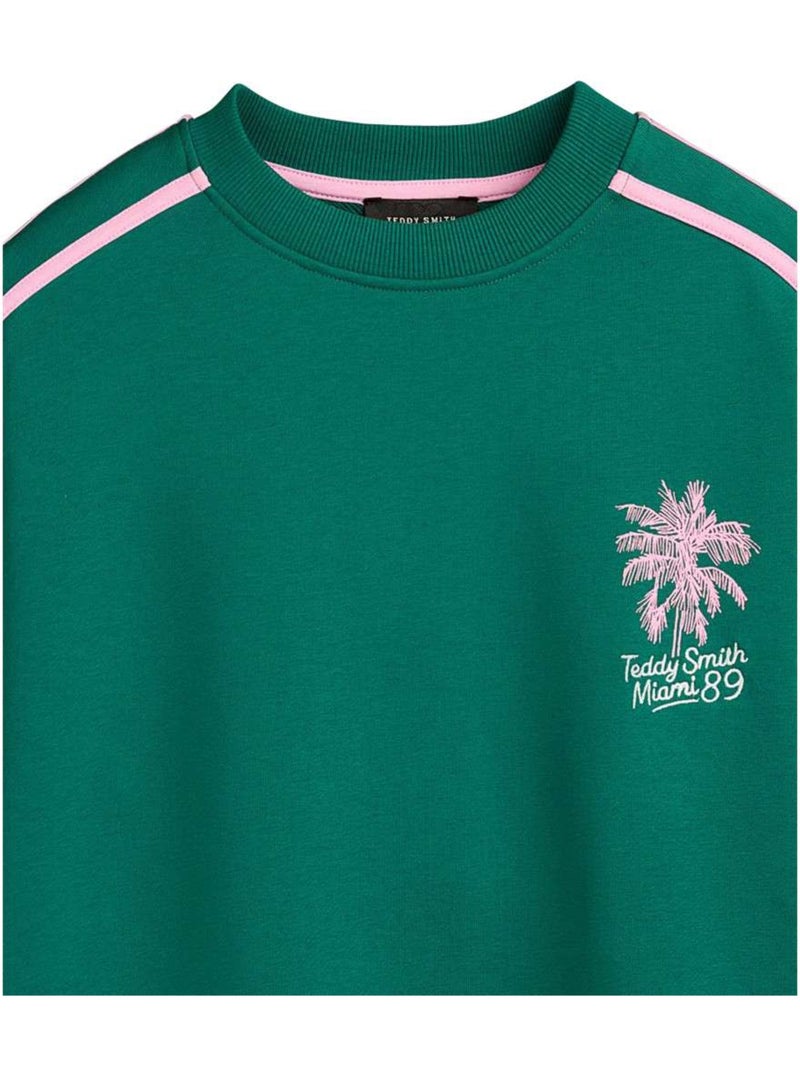 TEDDY SMITH - Sweat coton mélangé col rond ample Vert - Kiabi