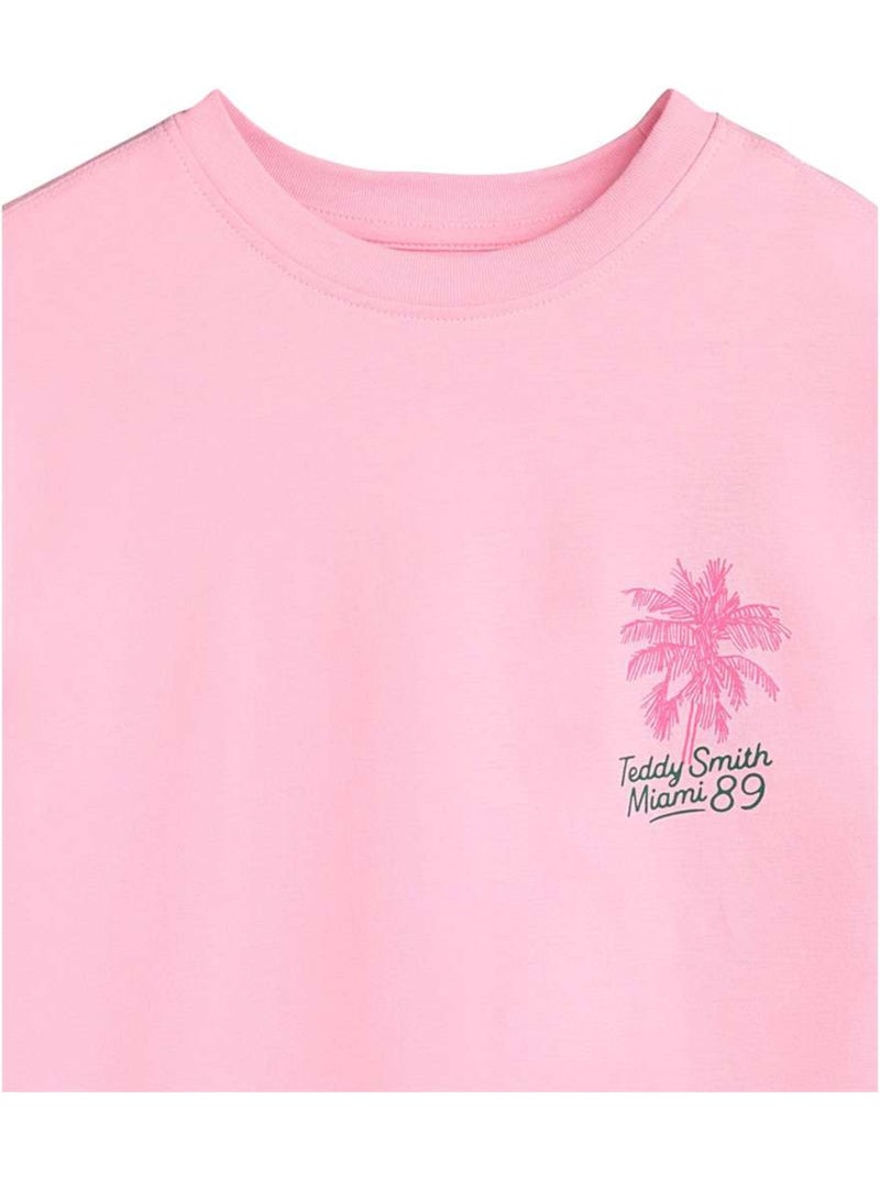 TEDDY SMITH - T-shirt coton col rond droit Rose - Kiabi